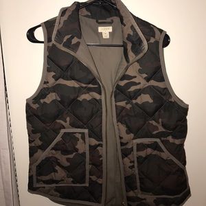 J. Crew Camo zip-up vest